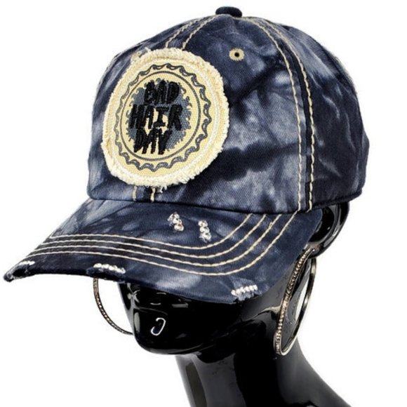 Bad Hair Day Distressed Tye Dye Cap with Swark Cry - Picture 2 of 4